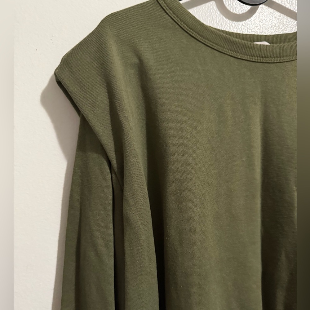 Olive Green Shoulder Padded Sweatshirt